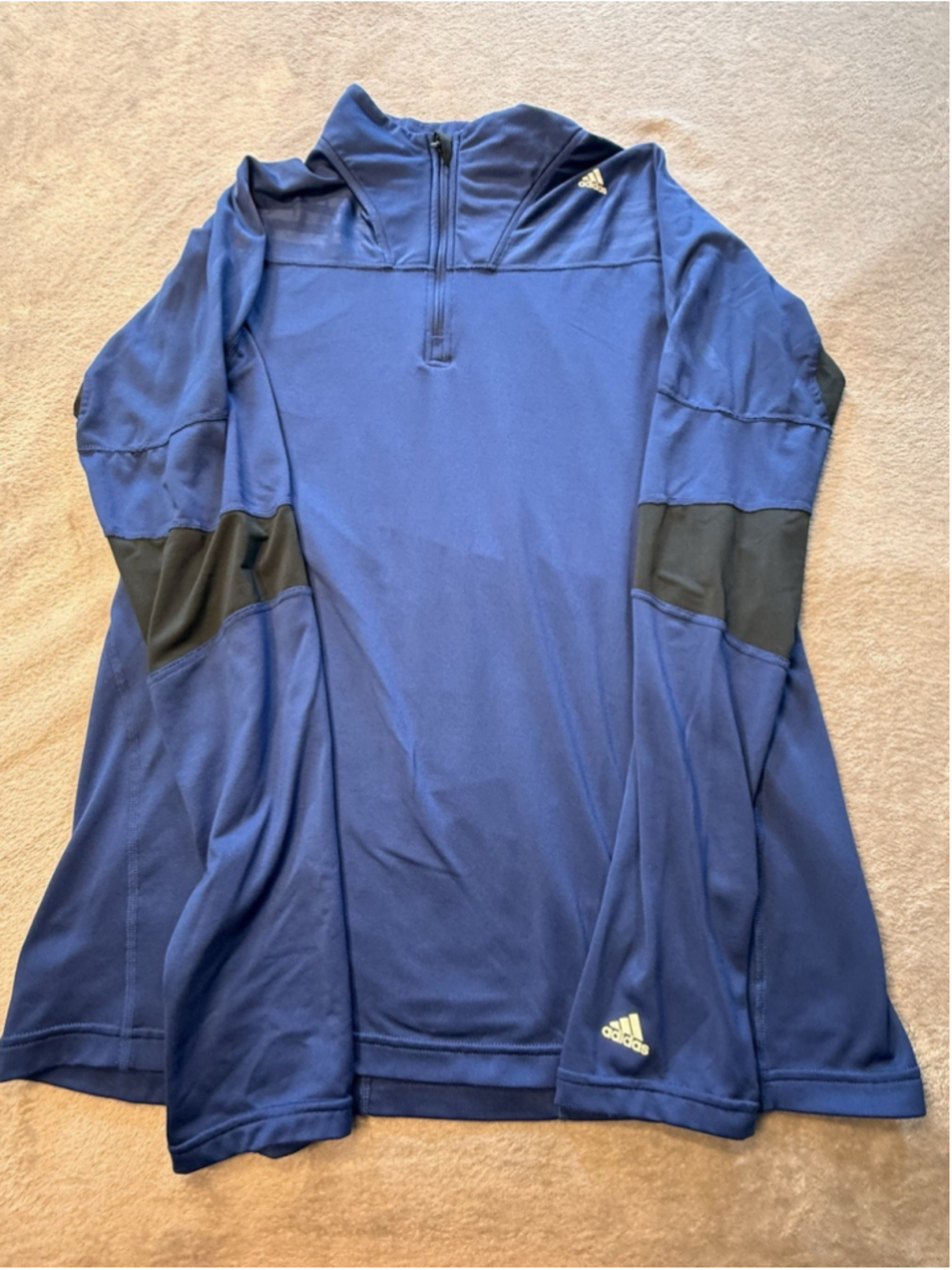 Adidas Quarter Zip Pullover Mens XL Blue ClimaWarm Fleece Lined Thumbholes
